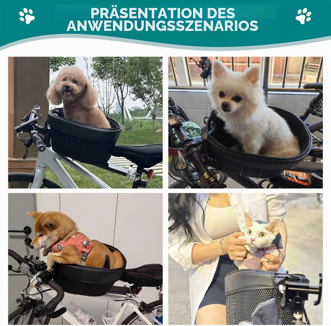 ACAGALA Hundefahrradkorb, Mountainbike-Einkaufskorb, tragbarer Katzen- und Hundeträger für die vorde