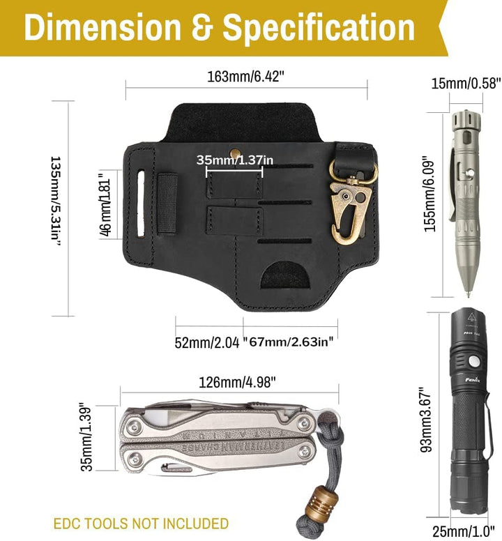 VIPERADE PJ16 Leder EDC Tasche Organizer Taktischer Multitool Halter mit Schlüsselbund Gürtelschlauf