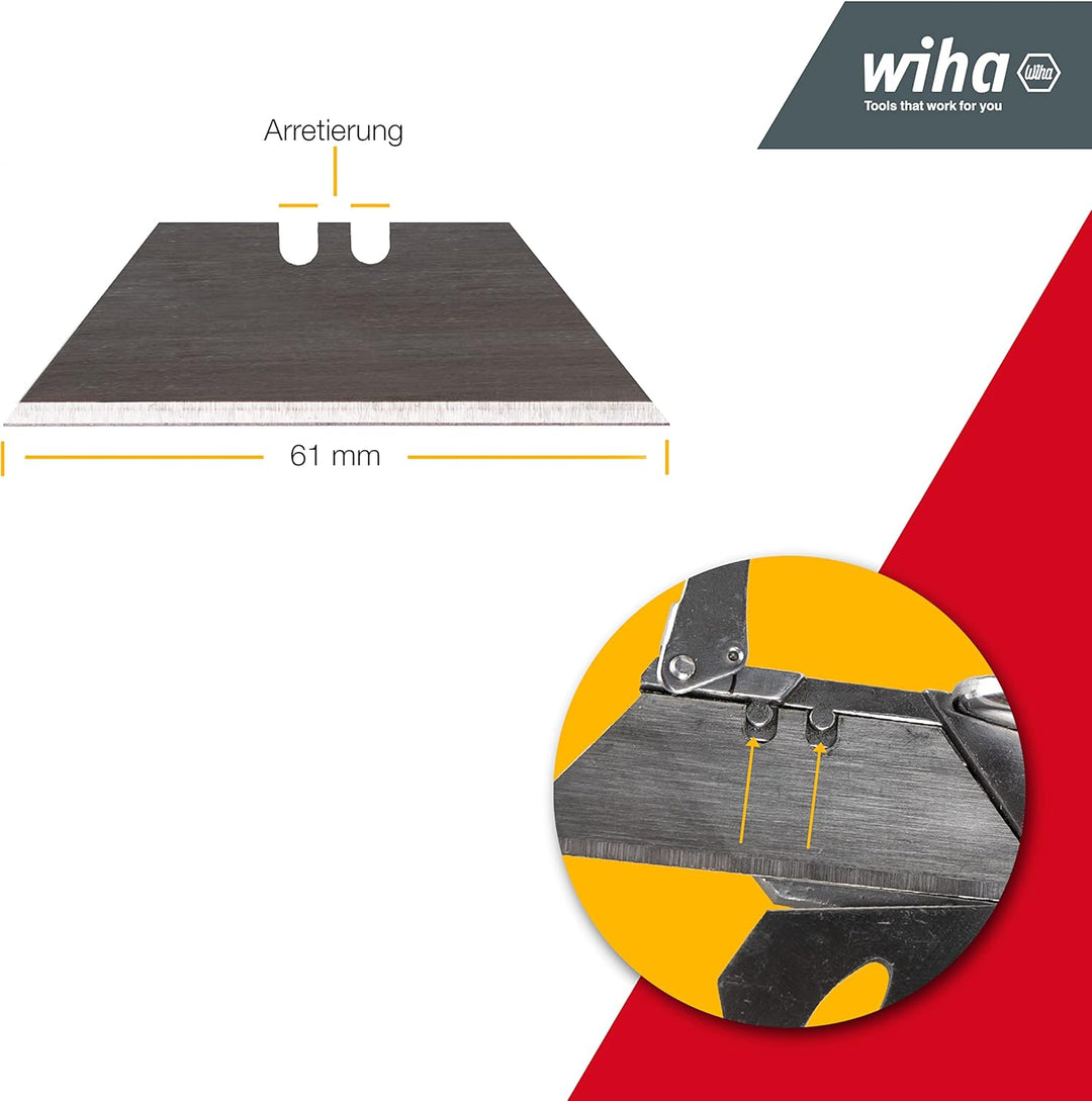 Wiha Trapezklingen Set 100 tlg. I Ersatzklingen extra scharf für Cuttermesser I sicher verstaut in e