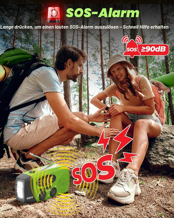 Solar Radio, Esky Kurbelradio AM/FM Wasserdicht Tragbare Radios SOS Alarm Notfallradio mit Power Ban