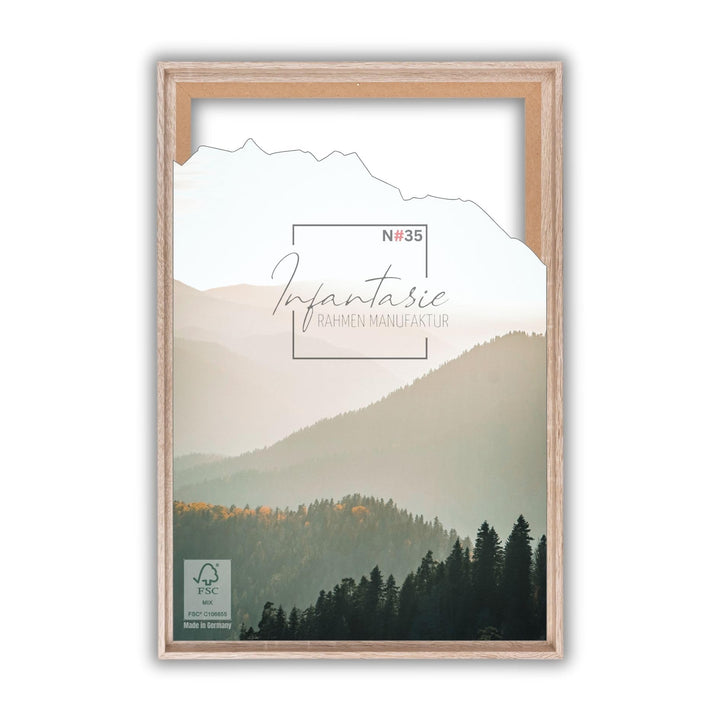 'N°35' Schattenfugenrahmen für 10x20 cm Keilrahmen | Eiche Sonoma | MDF-Holz Bilderrahmen für Keilra