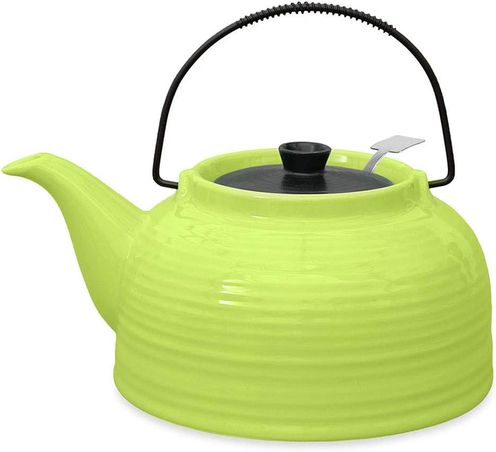 Teeservice „Nelly“. Moderne Teekanne 1,5 Liter in grün-schwarz aus hitzebeständiger Keramik mit Edel