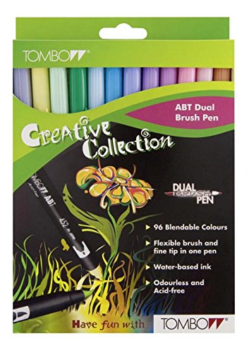 Tombow ABT-12C-2 Fasermaler Dual Brush Pen mit zwei Spitzen, 12-er Set, pastellfarben, 12