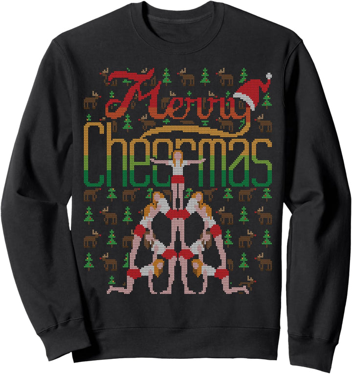 Merry Cheermas Cheerleader Ugly Christmas Sweater Cheer Sweatshirt