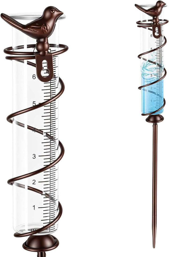 Regenmesser, Regenmesser Frostsicher, Niederschlagsmesser mit Erdspiess Metall, Outdoor Regenmesser