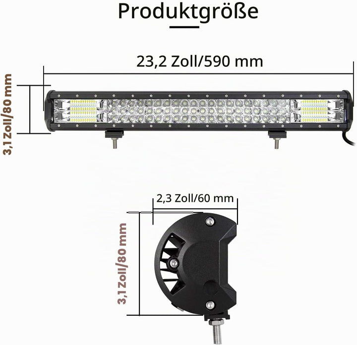 SKYWORLD LED Arbeitsscheinwerfer Bar 59cm 324W Zusatzscheinwerfer 12V 24V IP67 Wasserdicht Flutlicht