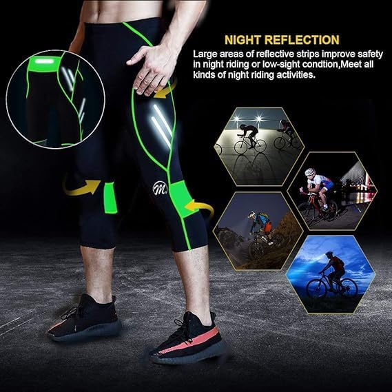 MEETWEE Herren 3/4 Radhose Fahrradhose, Kompression Radlerhose Leggings Radsport Hose für Männer Ela