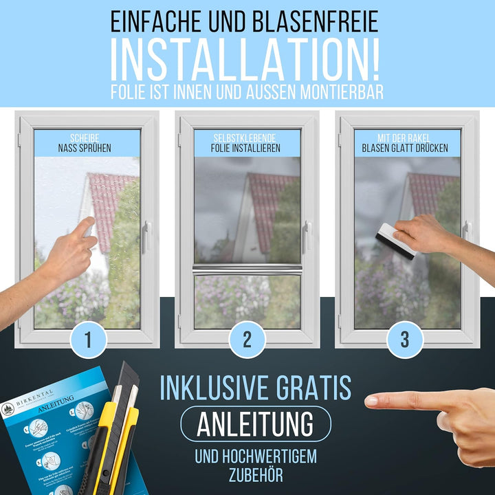 Birkental Sonnenschutzfolie Fenster innen oder aussen - Sonnenschutzfolie - UV Schutz Spiegelfolie -