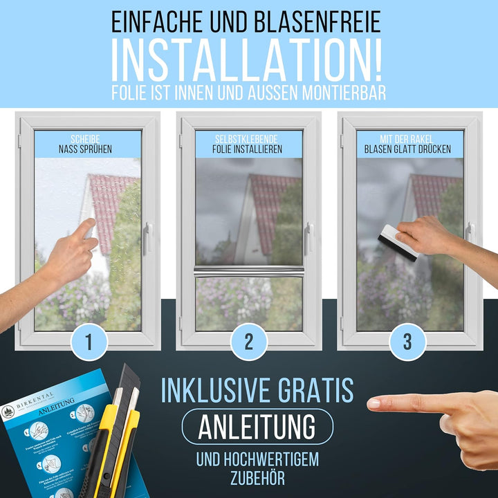 Birkental Sonnenschutzfolie Fenster innen oder aussen - Sonnenschutzfolie - UV Schutz Spiegelfolie -
