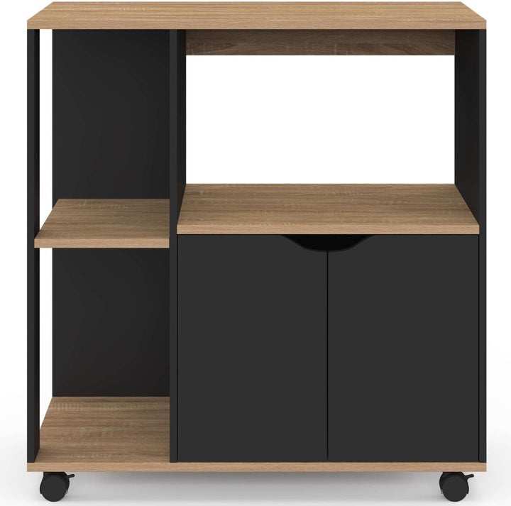 IDMarket - Küchenwagen COSI aus schwarzem Holz und Buchenholzplatten B.76 CM