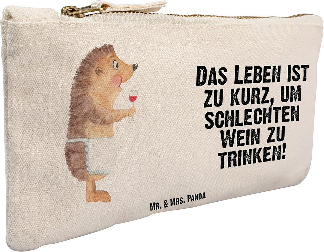 Mr. & Mrs. Panda Mäppchen Igel Wein Grösse S Klein - Geschenk, kosmetiktäschchen, Lustige Sprüche, R