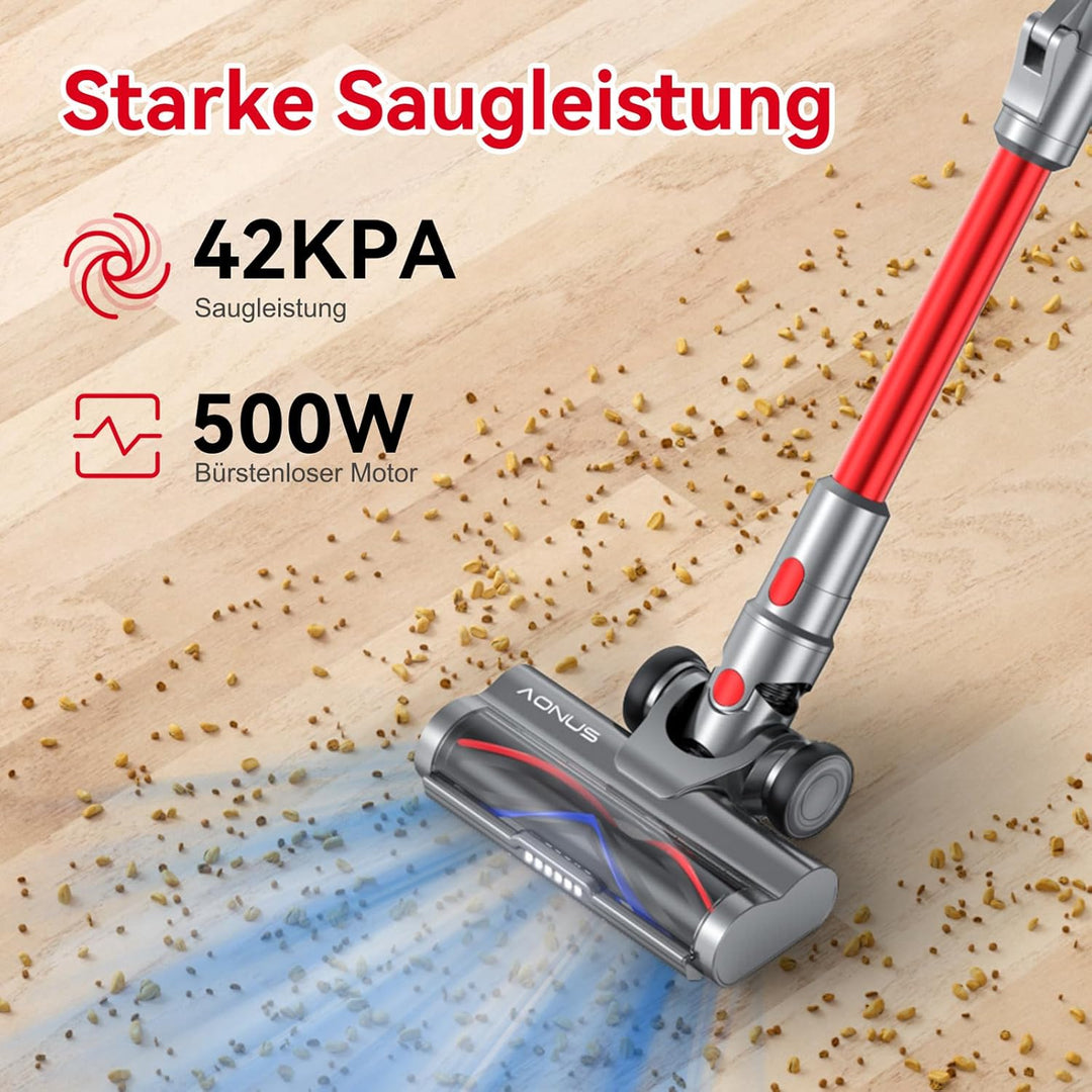 aonus A9 Pro Akku Staubsauger | 500W 33KPa Staubsauger Kabellos Starke Saugsleistung | Faltbarer Sta