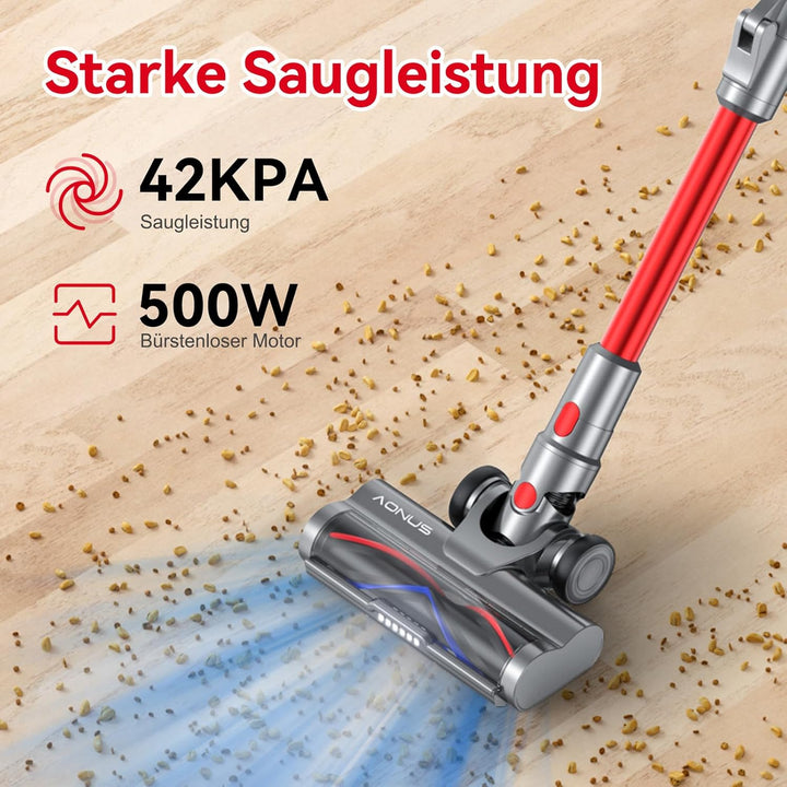 aonus A9 Pro Akku Staubsauger | 500W 33KPa Staubsauger Kabellos Starke Saugsleistung | Faltbarer Sta