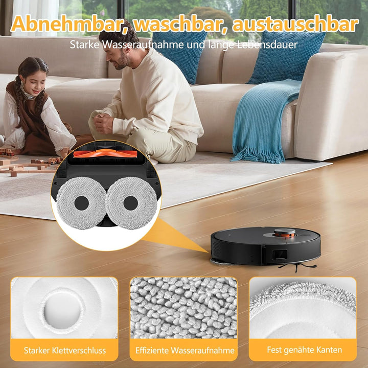 25 Stück Zubehör für Xiaomi X20 Max / X20 Pro Saugroboter, 6 Staubbeutel 6 Wischpad 2 Hauptbürste 6