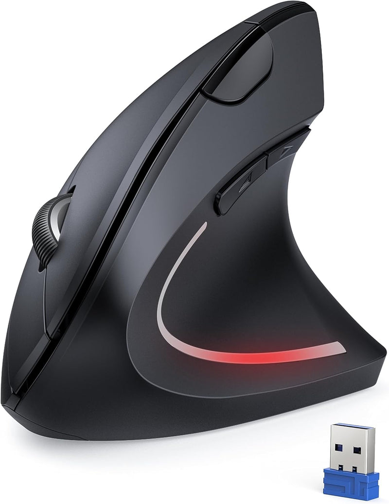 TECKNET Wireless Vertikale Ergonomische Maus, 4800 DPI 5 Tasten Kabellose Optische Maus, 2.4G USB Ve