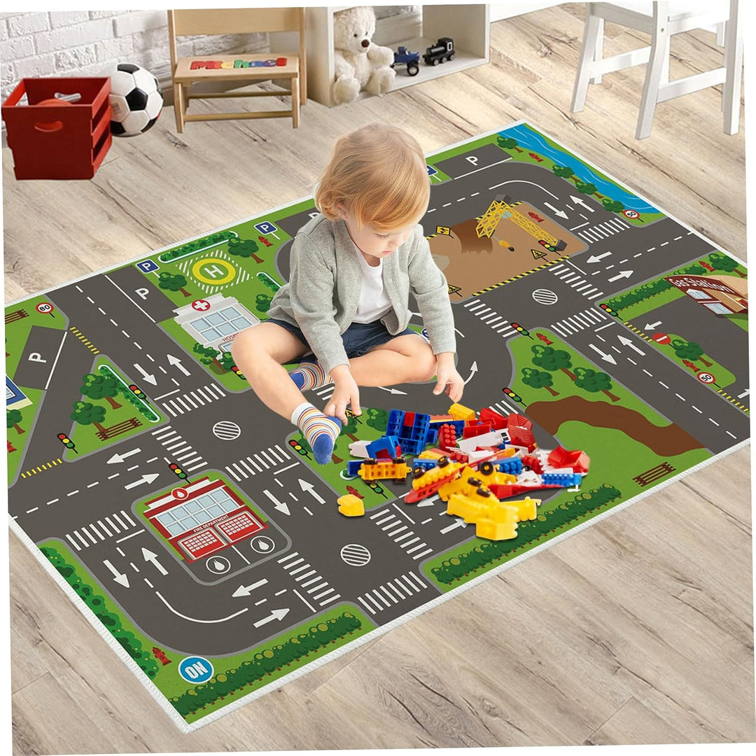 Strassenteppich für Kinder, 50, 8 x 81, 3 cm, Auto-Schienenteppich, rutschfeste Baby-Spielmatte, Sta