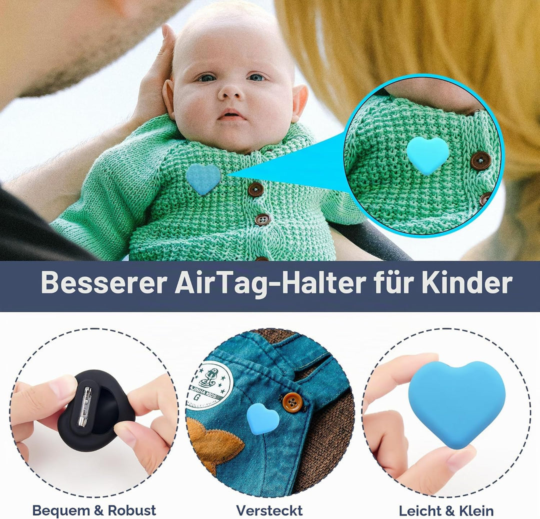 DDJ AirTag Kinder-Schutzhülle, 4er-Pack für Apple AirTag Tracker-Halter mit unsichtbarem Pin, Anti-V