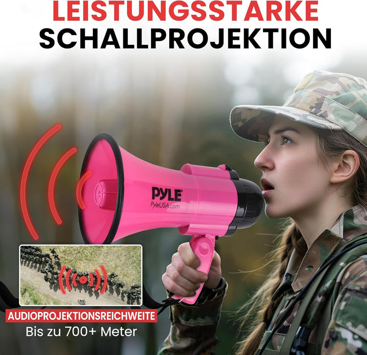 Pyle Megaphon mit Sirene & Mikrofon, Signalhorn – Megafon, Megaphone Kinder & Erwachsene 30 Watt Fal