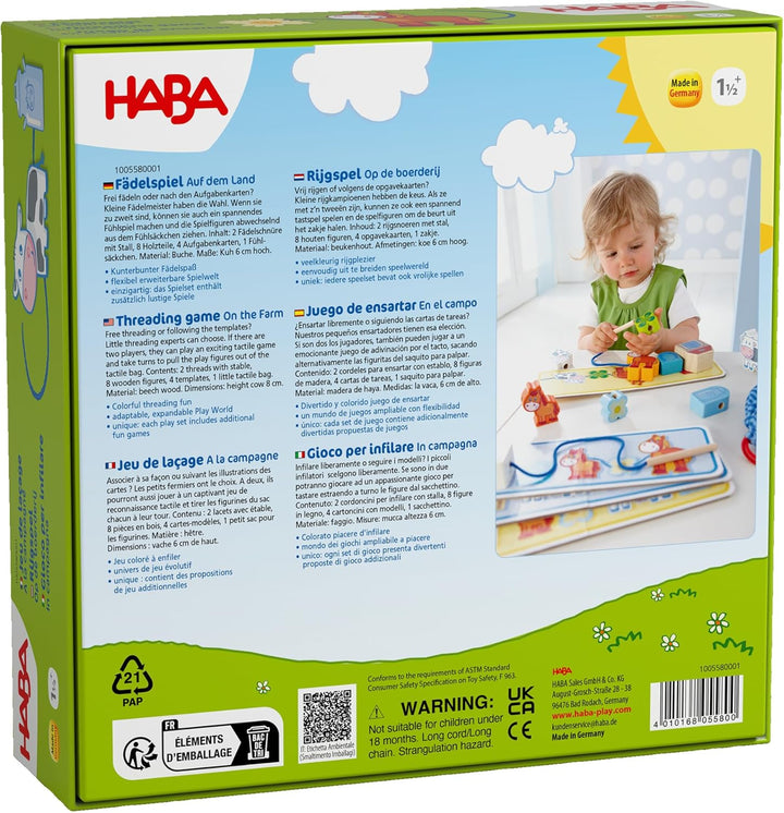HABA 5580 - Meine erste Spielwelt Bauernhof Fädelspiel auf dem Land, liebevoll gestaltetes Lernspiel