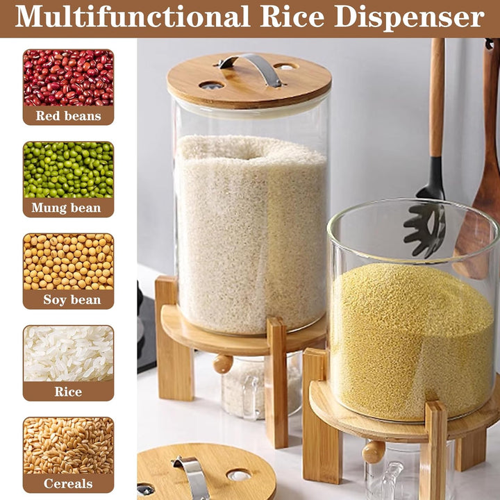 Reisbehälter, Rice Dispenser mit Messbecher Glas, Müslispender Glas, Versiegelter Cerealienspender M