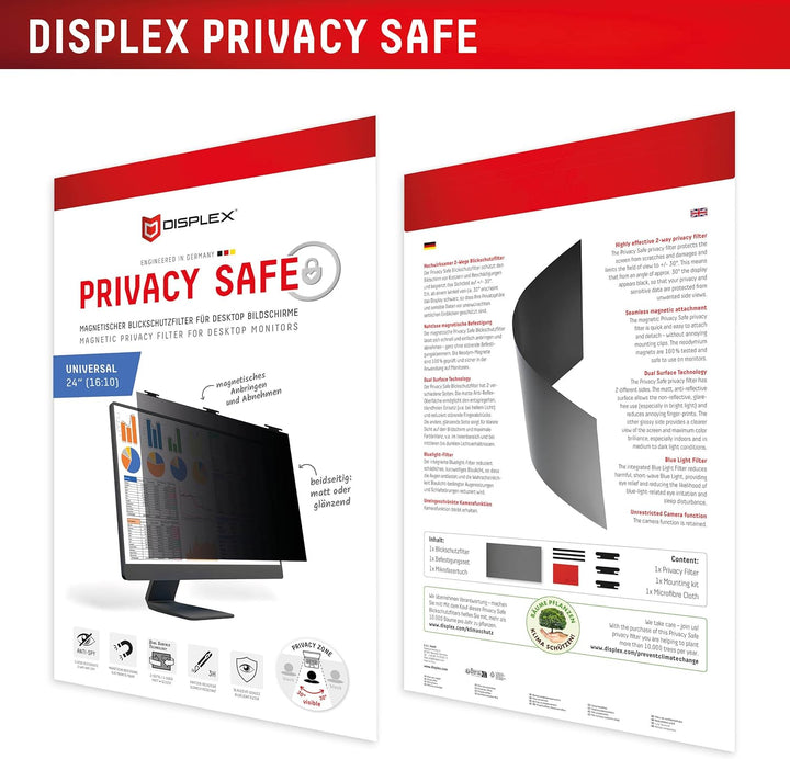 Displex PRIVACY SAFE Magnetischer 2-Wege Blickschutzfilter, magnetische Befestigung, abnehmbar, Anti