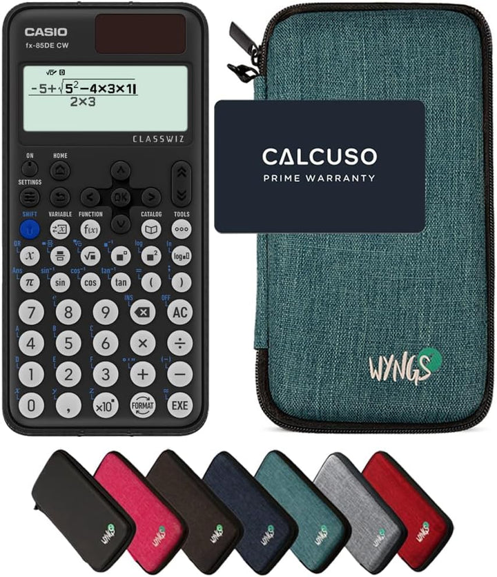 CALCUSO Sparpaket: Casio FX-85DE CW ClassWiz technisch-wissenschaftlicher Schulrechner + WYNGS Schut