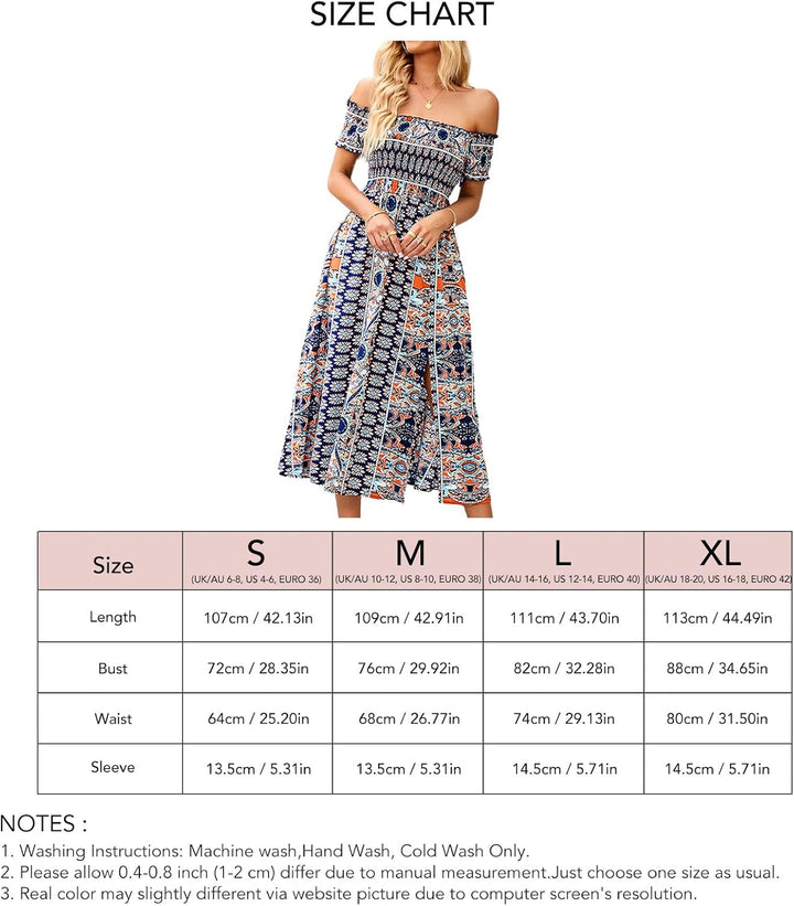 Cocoarm Sommerkleid Damen Sommer Schulterfreies Kleid Maxi Kleider Strandkleid Wickelkleid Ärmellos