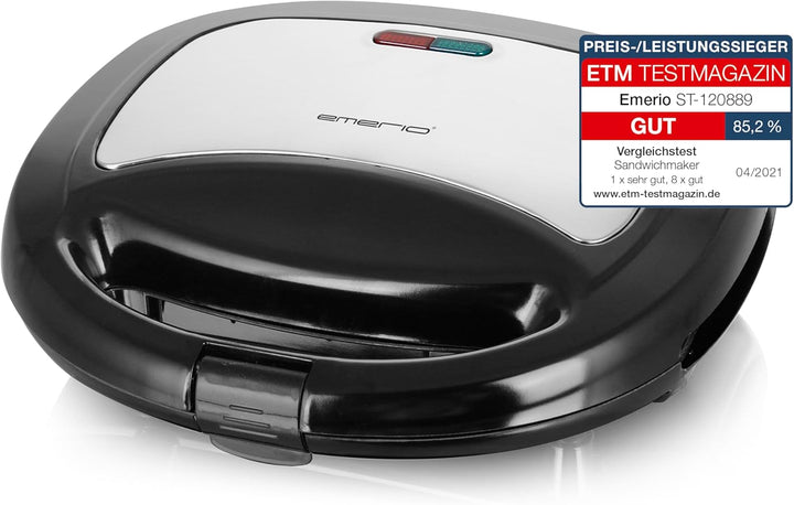 Emerio Doppel Sandwich Maker, BPA frei, klassische Form für dreieckiges Sandwich, leicht zu reinigen