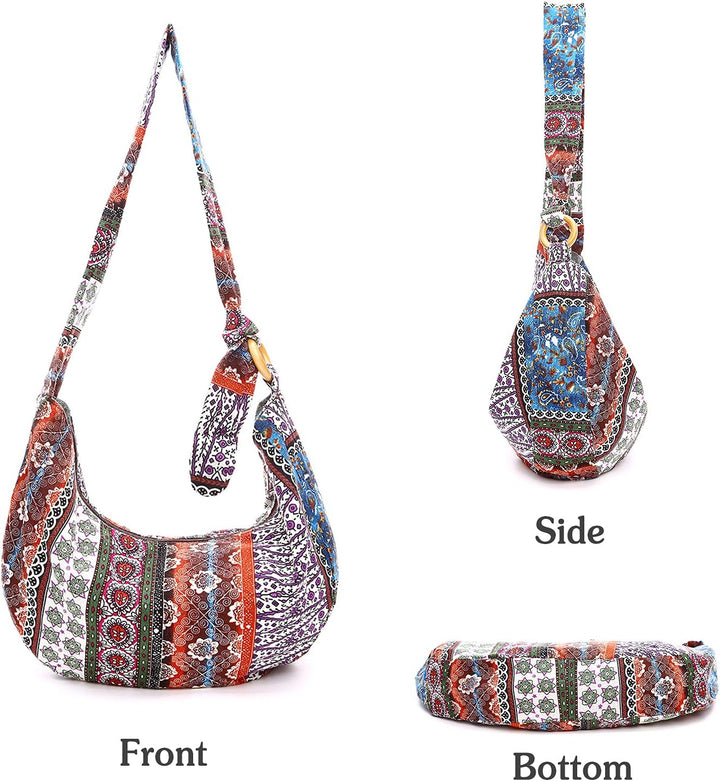 PORRASSO Hippie Umhängetasche Damen Schulterbeutel Leicht Schultertasche Tote für Reise Strandschule
