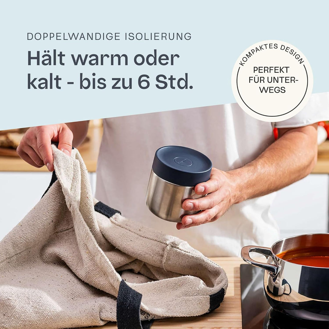 Berghoff Home Thermobehälter für Essen – 0,35L – Edelstahl Warmhaltebehälter – Thermobecher für Getr