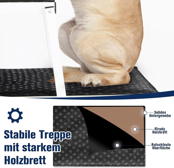 Extra Breit Hunderampe Auto Klappbar,Hundetreppe für Grosse Hunde Bis Zu 125kg, Leichtgewicht Alumin