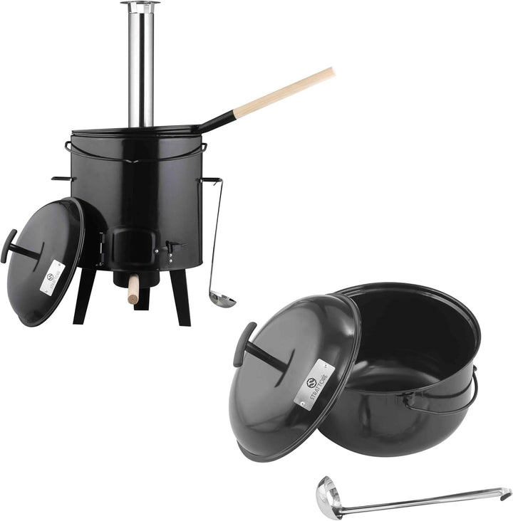 Strattore Gulaschkanone Gulaschkessel 19 Liter Eintopfofen mit Grillfunktion Ofen Grill Kugelgrill -