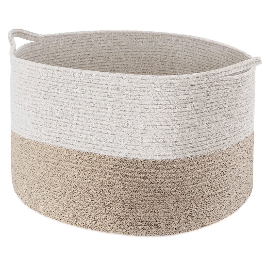 Maliton Aufbewahrungskorb für Wohnzimmer, Wäschekorb Geflochten aus Baumwollseil,Spielzeug Korb mit