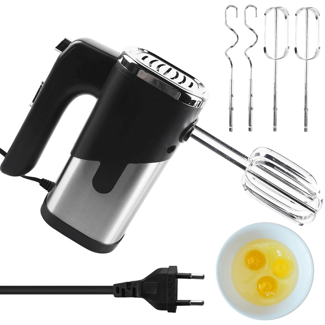 Handmixer, 800W Elektrisch Handrührgerät, Mixer Handrührer mit 4*Edelstahl Zubehör, 5 Einstellstufen