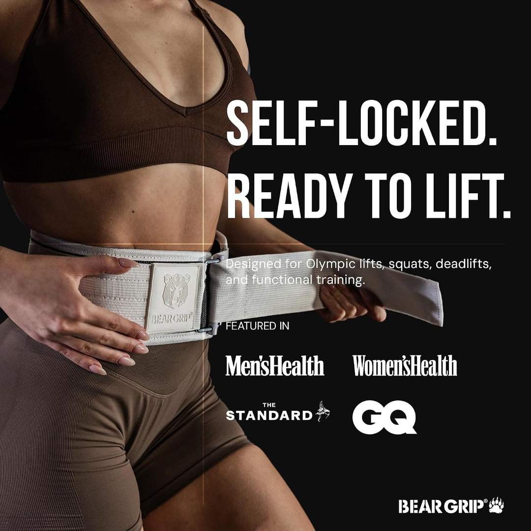 BEAR GRIP Selbstsichernder Gewichthebergürtel - Kreuzheben, Bodybuilding, Kniebeugen &amp; Powerlifting