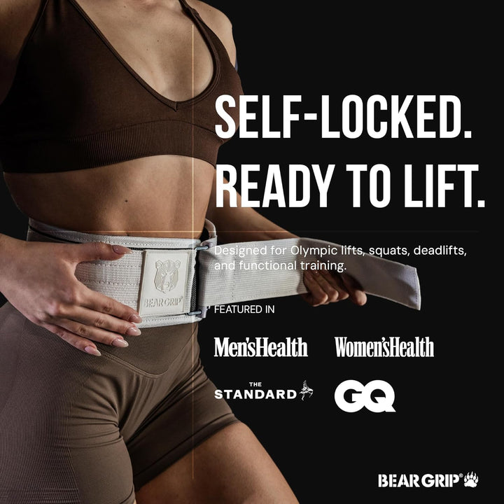 BEAR GRIP - Selbstverriegelnder Gewichthebergürtel, Premium Gewichthebergürtel für Crossfit, Powerli