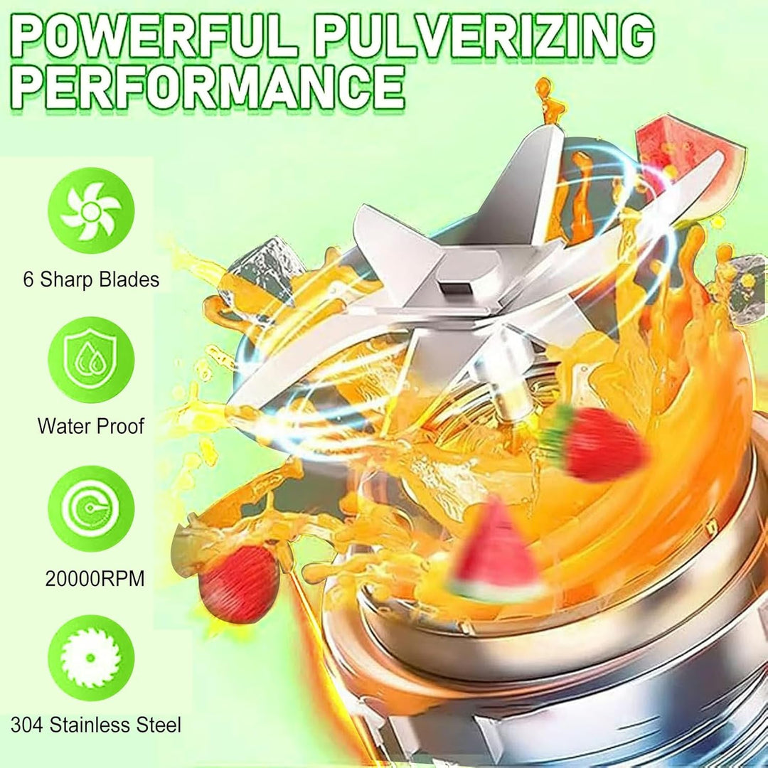 Tragbarer Mixer Smoothie Maker, 650ml Abnehmbarer Behälter mit 4000mAh Kabellos, Mini Standmixer Zer