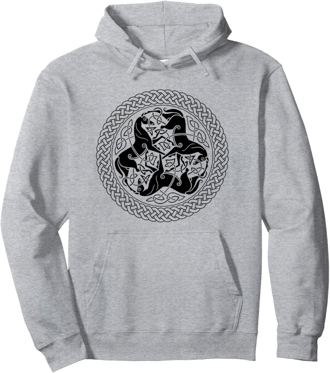 Keltischer Epona-Knotenring mit Pferden Pullover Hoodie