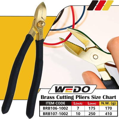 WEDO Seitenschneider,Messing Seitenschneider,Messing Schneidezange mit rutschfestem Griff,Drahtschne
