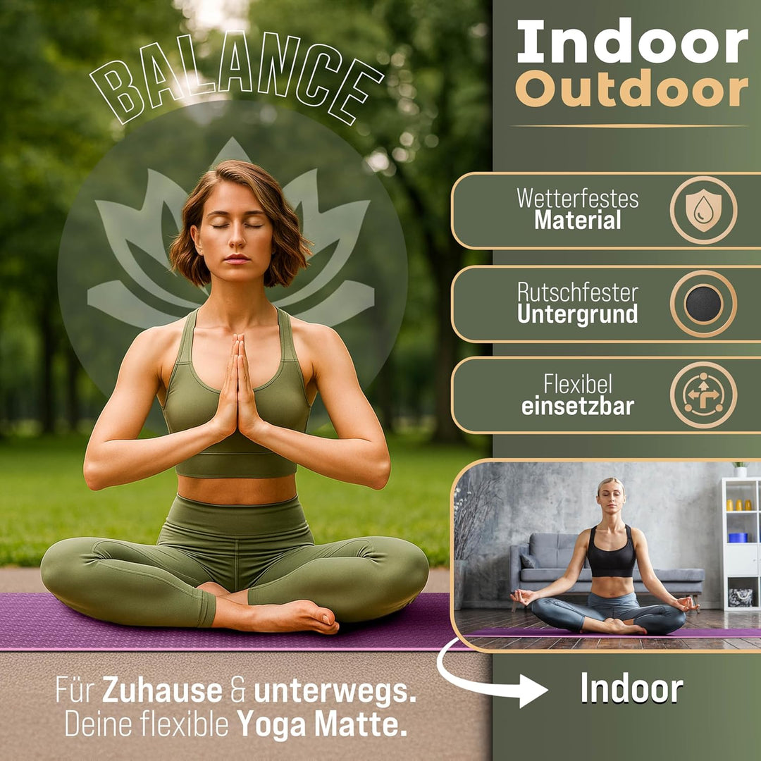 RE:SPORT Yogamatte Phthalatfrei | Gymnastikmatte rutschfest | Fitnessmatte schadstofffrei | Training