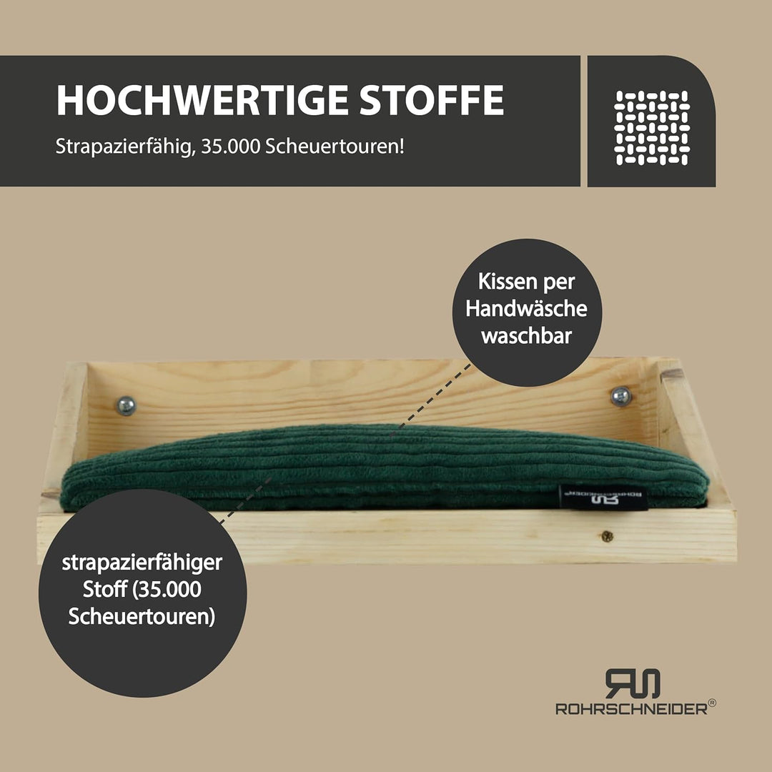 Rohrschneider Kletterwand (alle Katzengr.), Natur (waschb. Kissen grün) Holz grün, Holz grün