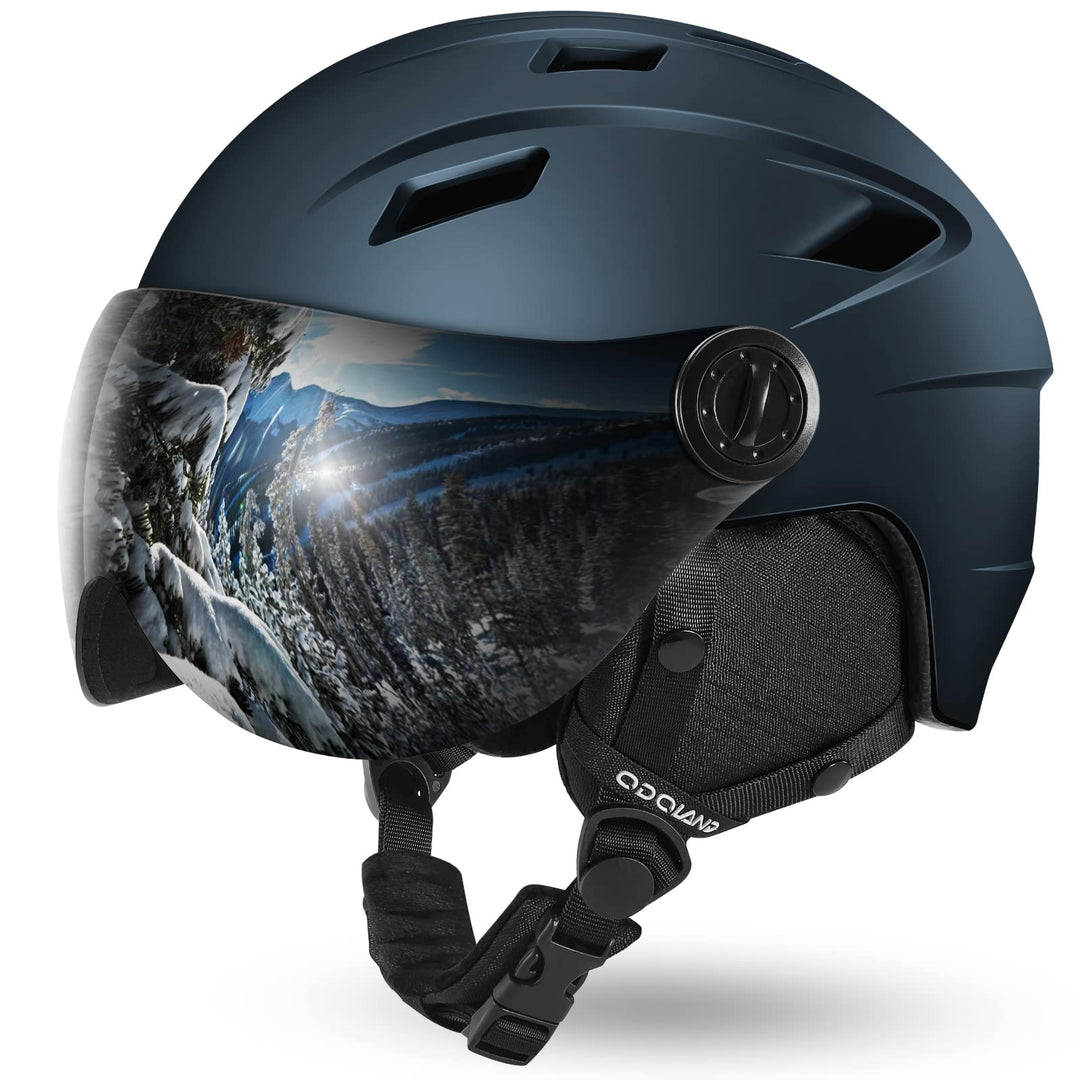 Odoland Erwachsene Skihelm Skihelm mit Visier, Leichter Race-Helm mit Helmvisier für Männer und Frau