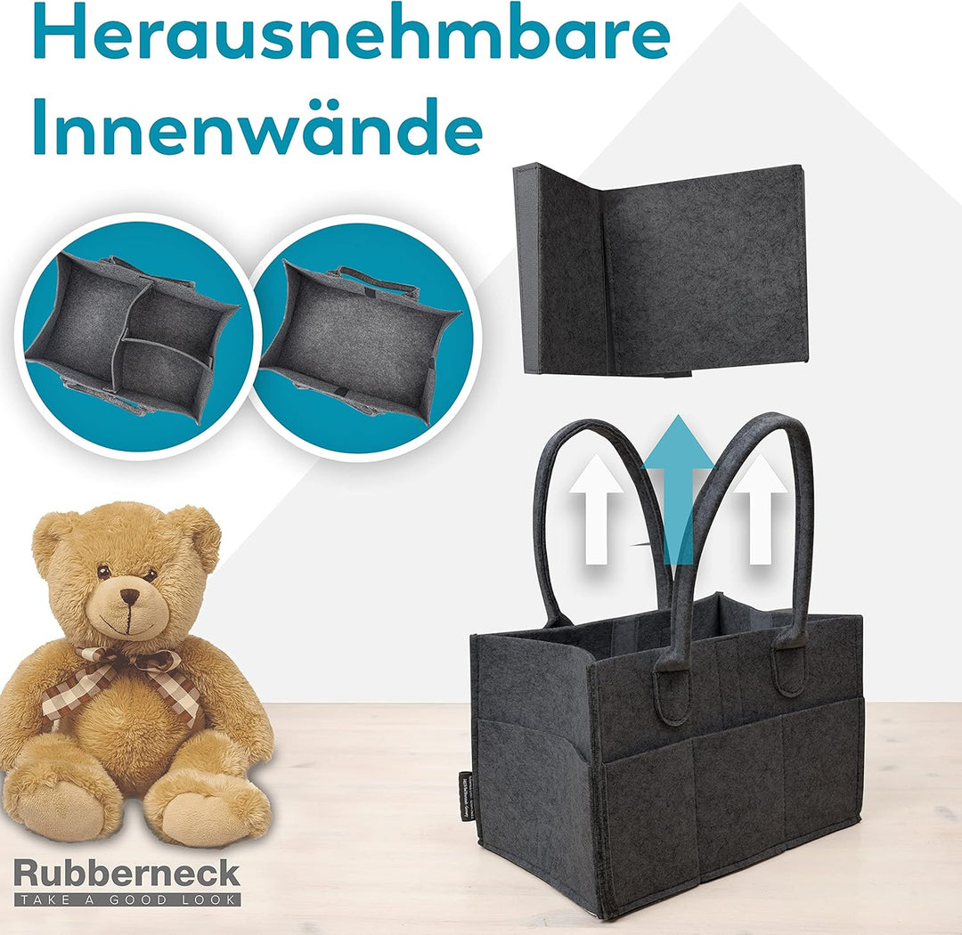 Rubberneck Baby Windel Filztasche - tragbare Wickeltasche, Allzweck Organizer aus Filz (Dunkelgrau,