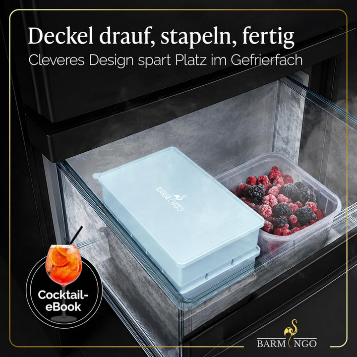 Silikon Eiswürfelform mit Deckel (3er Set) – BPA-freie Eiswürfelform gross/XXL | Grosse Eiswürfel Fo