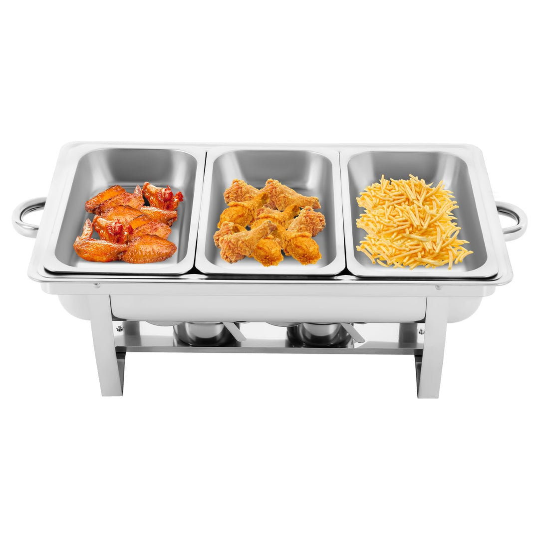 9L 3 Grid Profi Chafing Dish Speisewärmer Wärmebehälter Satz Speisenwärmer Edelstahl Warmhaltebehält