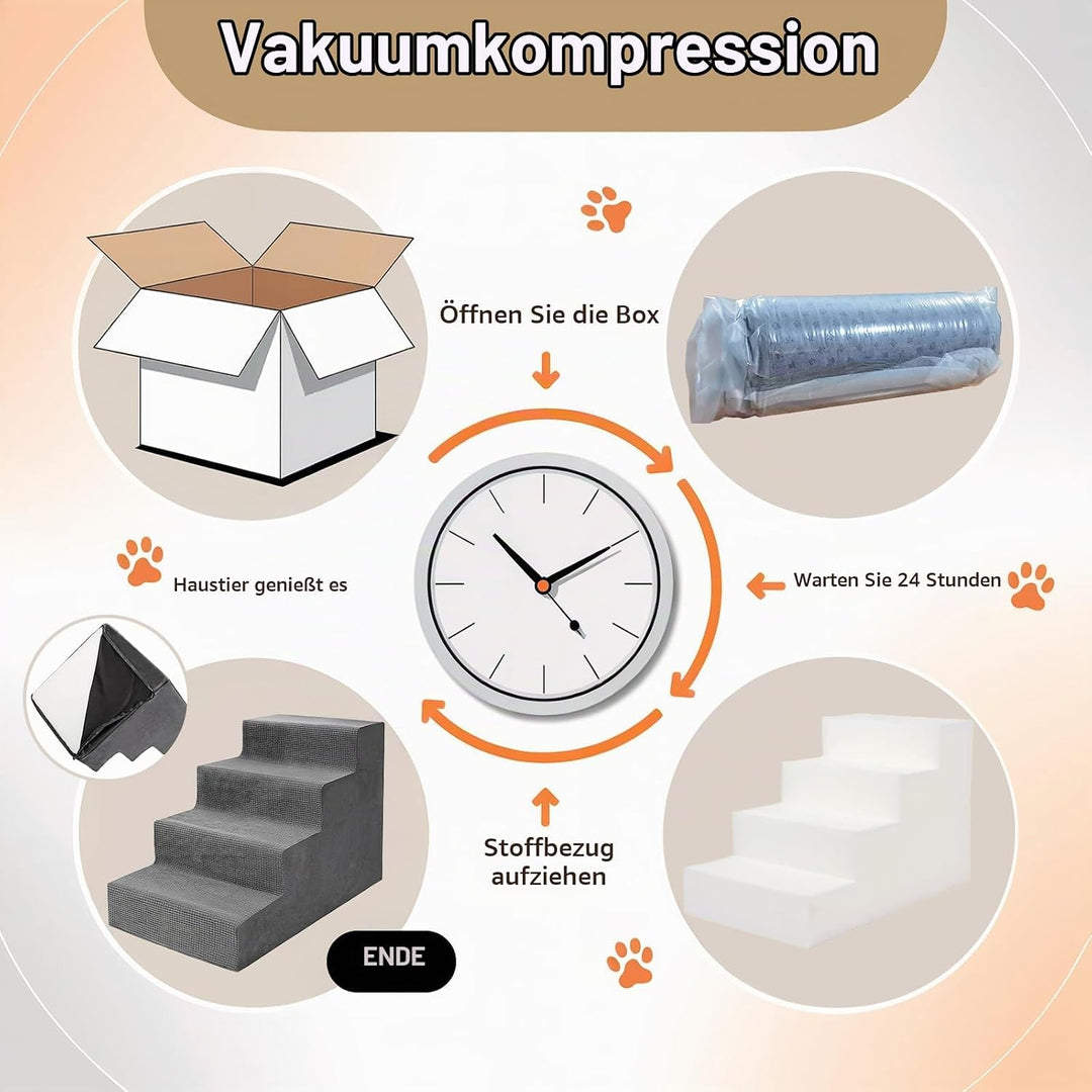 Niubya Hundetreppe für Kleine Hunde, D86xW42xH57 cm, für Katzentreppe Hundetreppe Bett und Sofa, ält