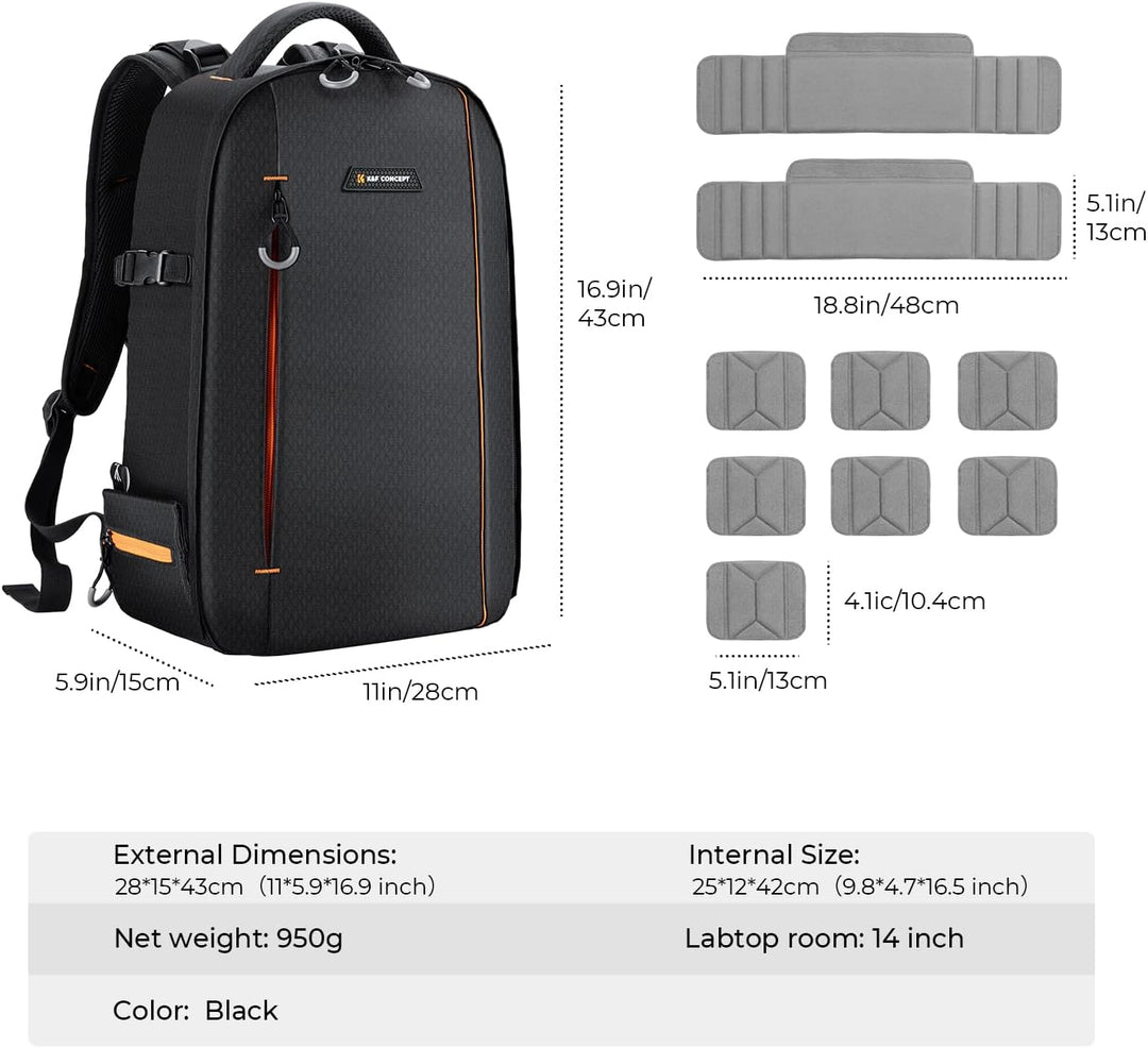 K&F Concept Kamerarucksack für Fotografen, Fotorucksack Klein Multifunktionale Camera Backpack Wasse