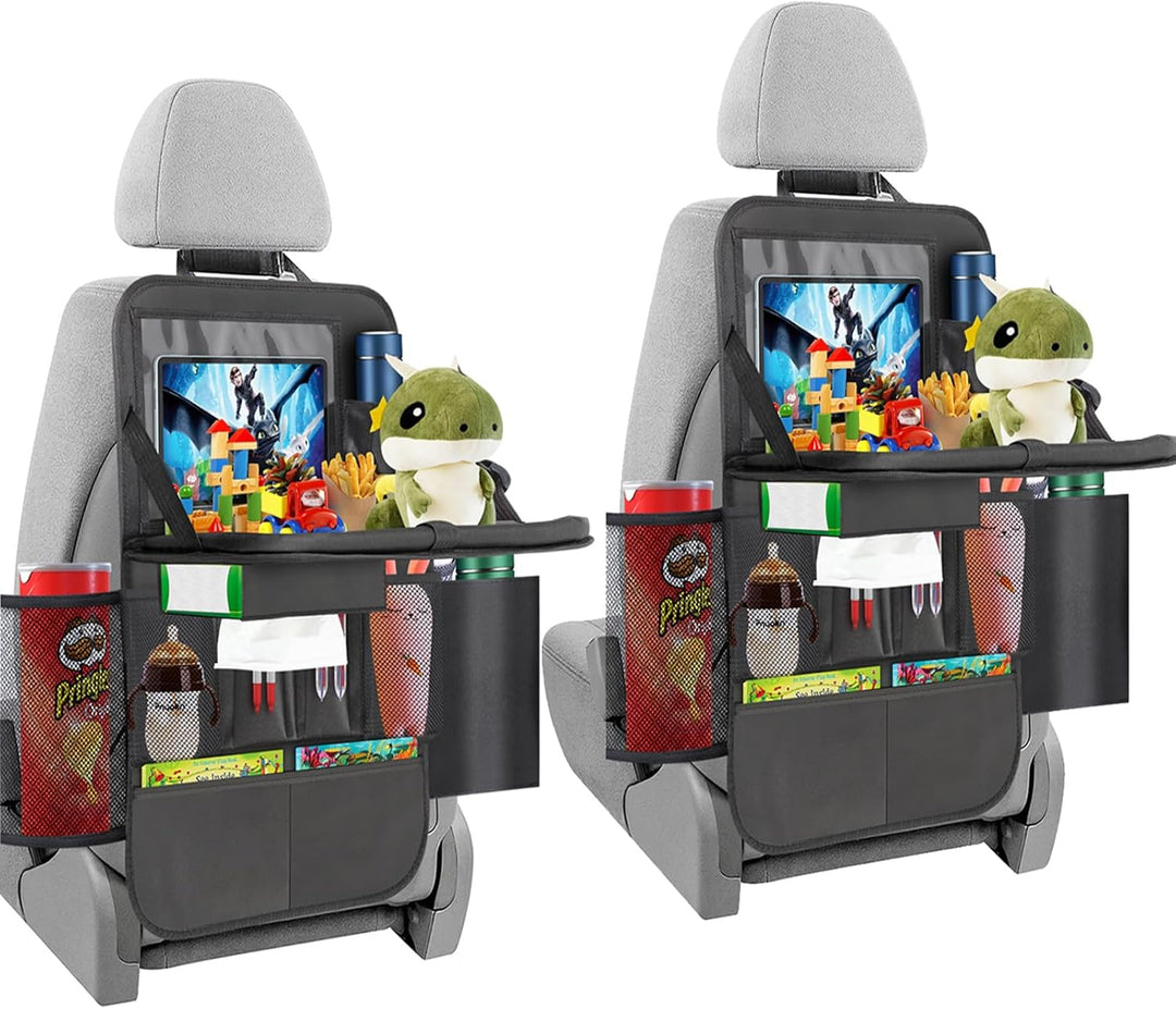 ERWEY 2X Auto Organizer Kinder Rückenlehnenschutz mit Faltbar Tisch, Rücksitz Organizer mit 12 Zoll