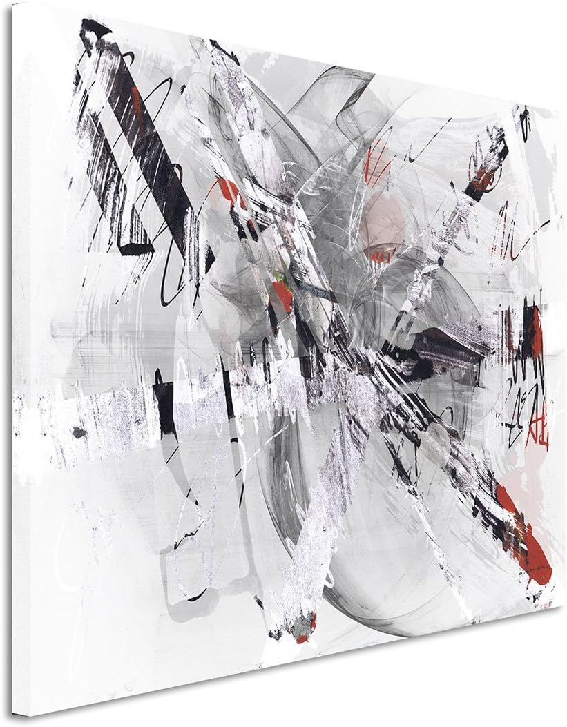 Paul Sinus Art 80x60cm Fotoleinwand Leinwanddruck Kunstdruck Wandbild grau beige rot weiss gemalt