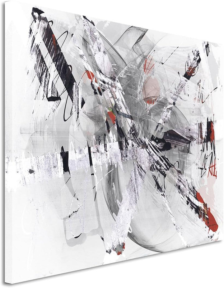 Paul Sinus Art 80x60cm Fotoleinwand Leinwanddruck Kunstdruck Wandbild grau beige rot weiss gemalt